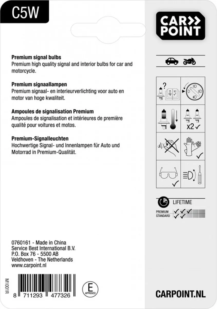Carpoint Premium Autolampen C5W 12V - 2 Stuks