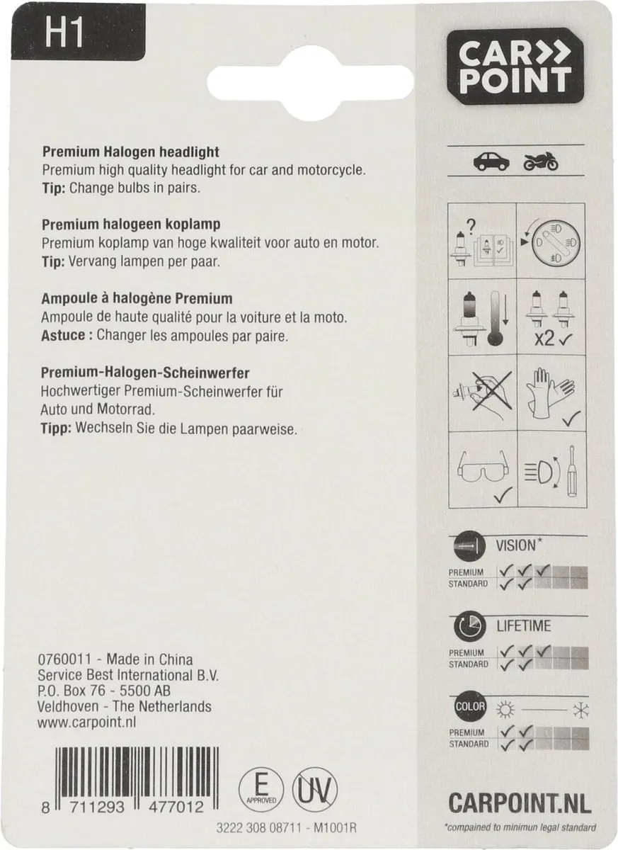 Carpoint Premium Autolamp H1 55W - Superwit