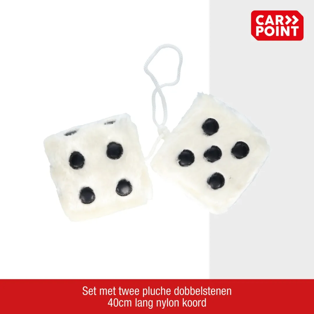 Carpoint Spiegeldecoratie Witte Dobbelsteen - Auto Interieur Accessoires
