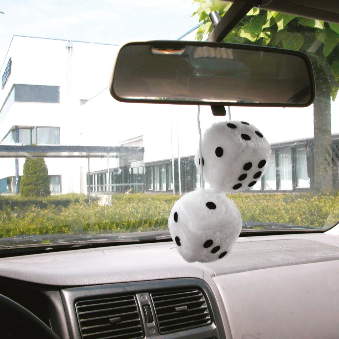 Carpoint Spiegeldecoratie Witte Dobbelsteen - Auto Interieur Accessoires