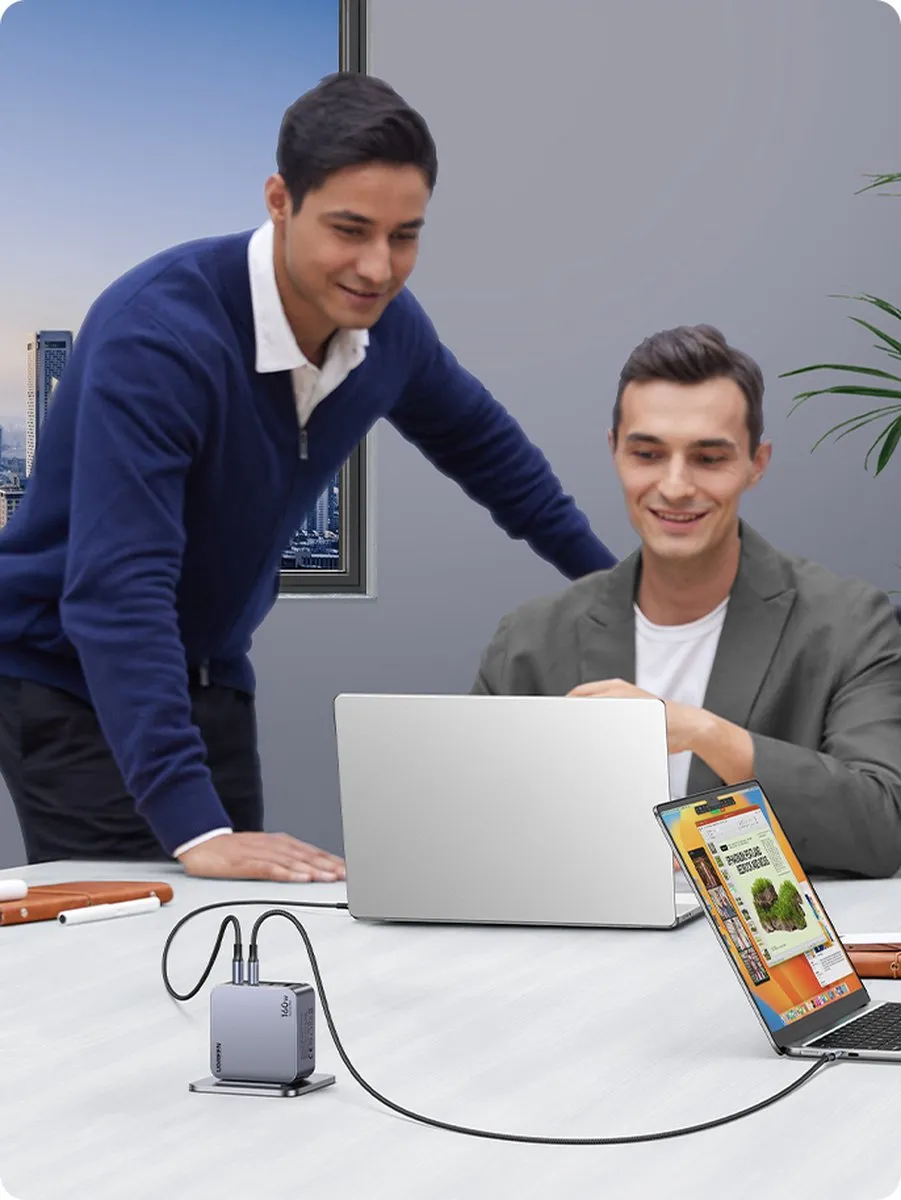 Ugreen Nexode Pro 160W Wandlader - 4x USB-C - Zwart/Grijs