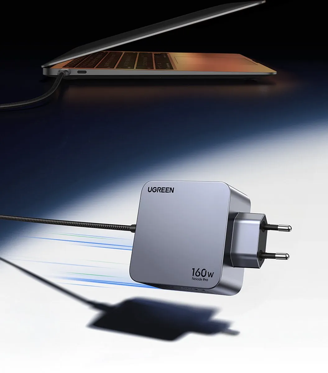 Ugreen Nexode Pro 160W Wandlader - 4x USB-C - Zwart/Grijs