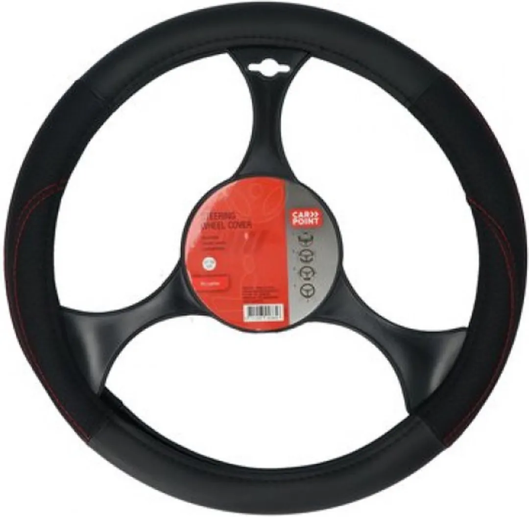 Carpoint Stuurhoes Auto PU Leer - Zwart/Rood - Ø37-39cm