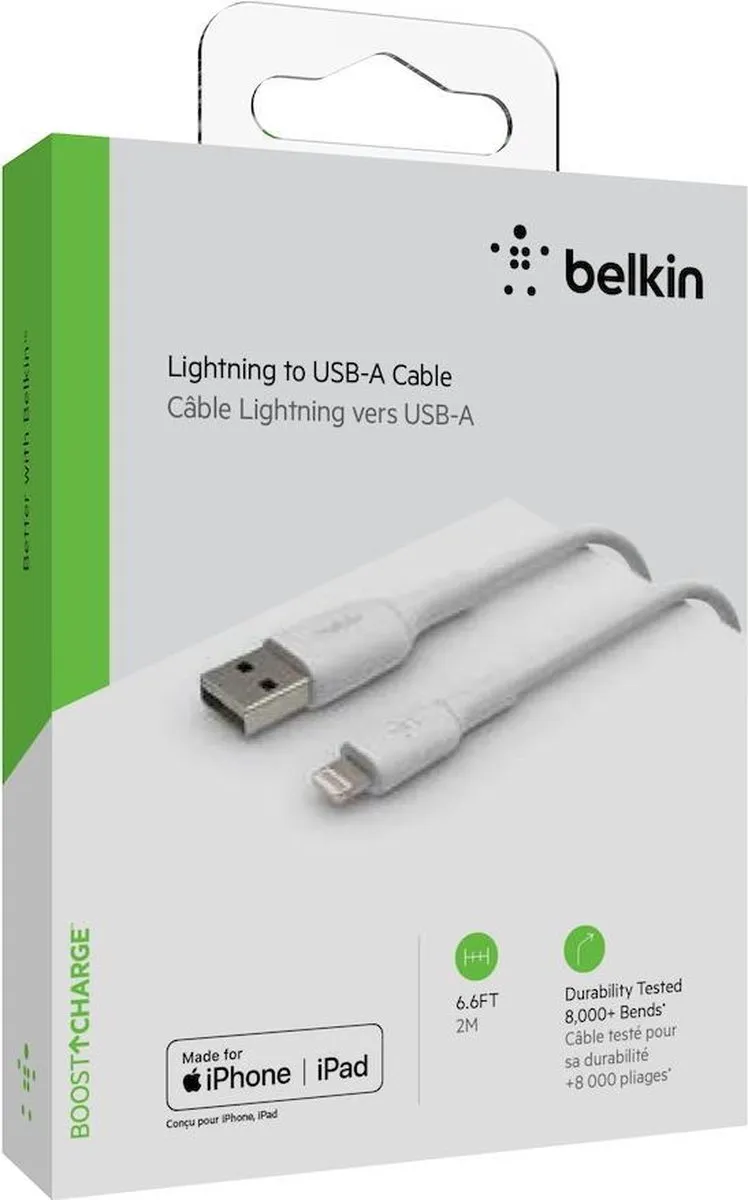 Belkin iPhone Lightning naar USB Kabel CAA001bt1MWH - 1m - Wit