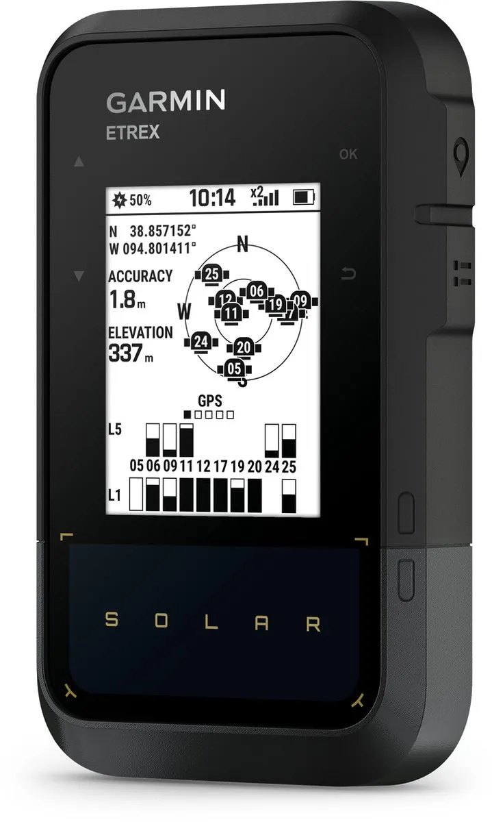 Garmin eTrex Solar - Navigatie - Handheld - Zonne-energie - Multiband-GPS - 2.2 inch scherm - Zwart