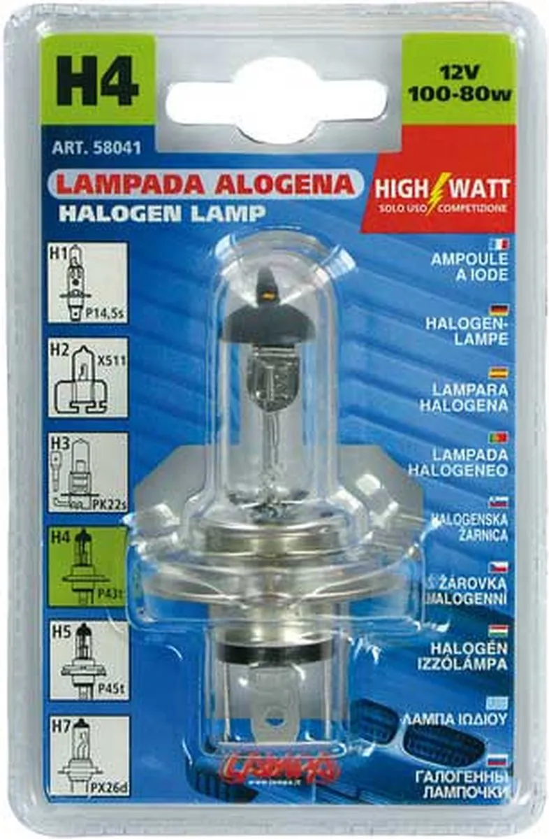 Lampa Halogeen H4 12V 100/80W P43t - Zilver