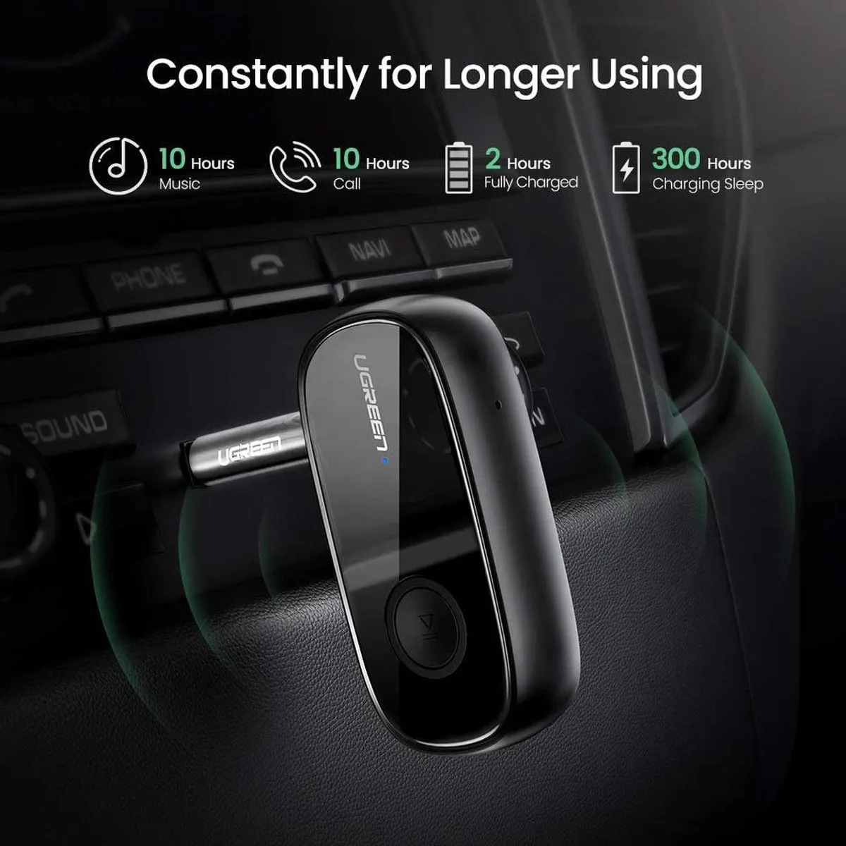 Ugreen Bluetooth 5.0 Audio-ontvanger AUX aptX - Zwart - afbeelding 6 van 6