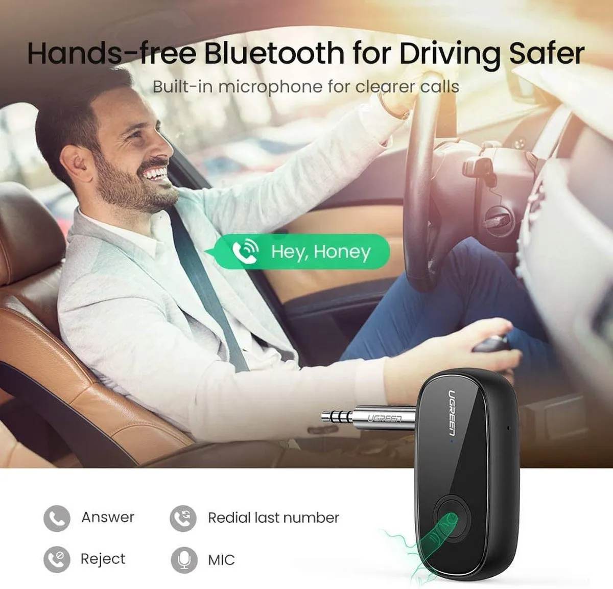 Ugreen Bluetooth 5.0 Audio-ontvanger AUX aptX - Zwart