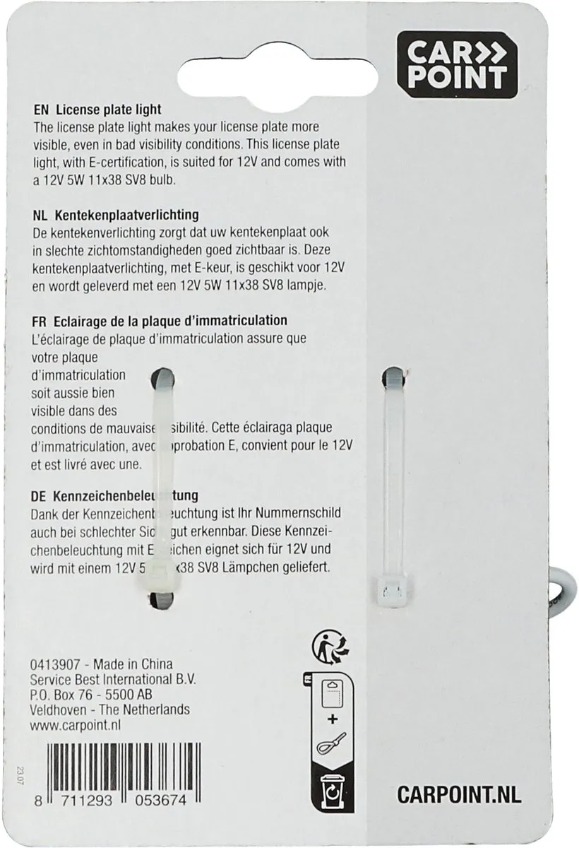 Carpoint Kentekenverlichting 12V 70x33mm - Zwart