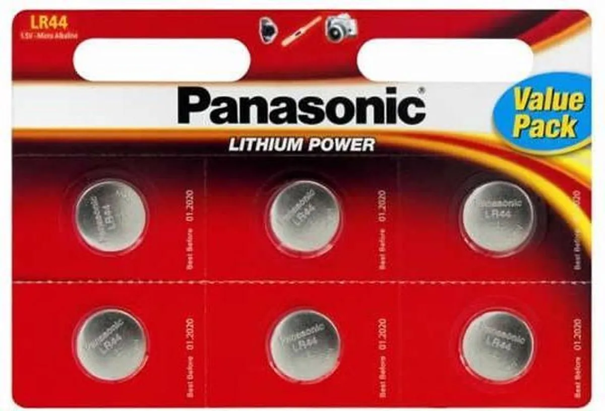 Panasonic LR44 Knoopcelbatterij 1,5V - 6 Stuks