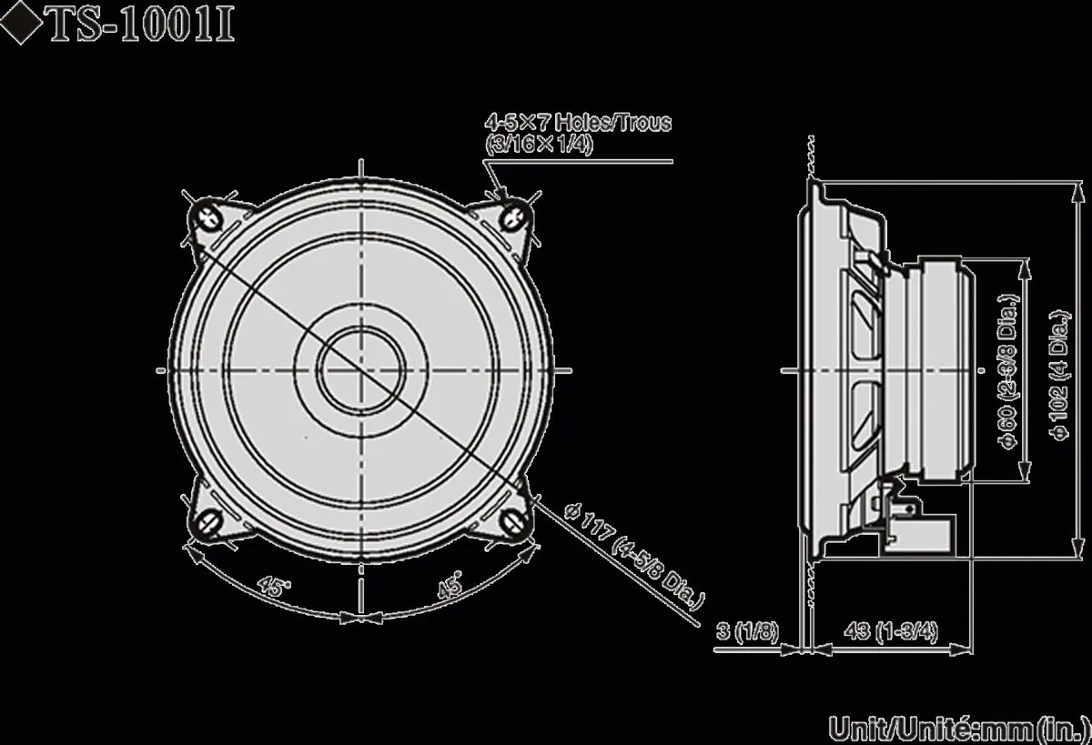 Pioneer TS-1001i 2-Weg Autospeakers 110W - Zwart