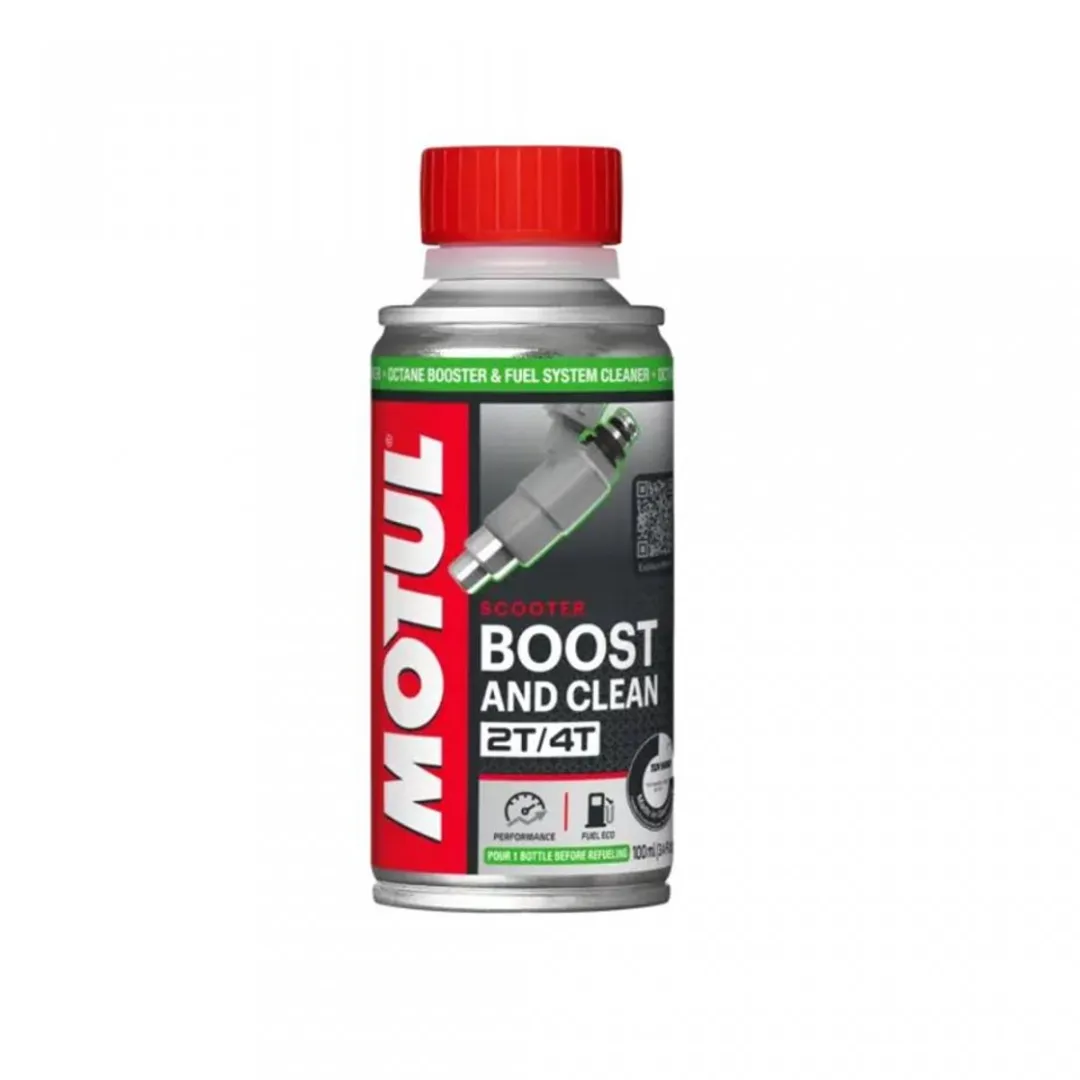 Motul Boost and Clean Scooter 2T/4T Additief 100ml - Zilver/Rood