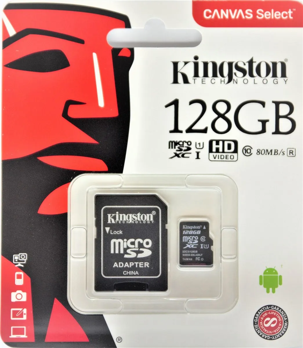 Kingston Micro SD 128GB Canvas - met SD-adapter