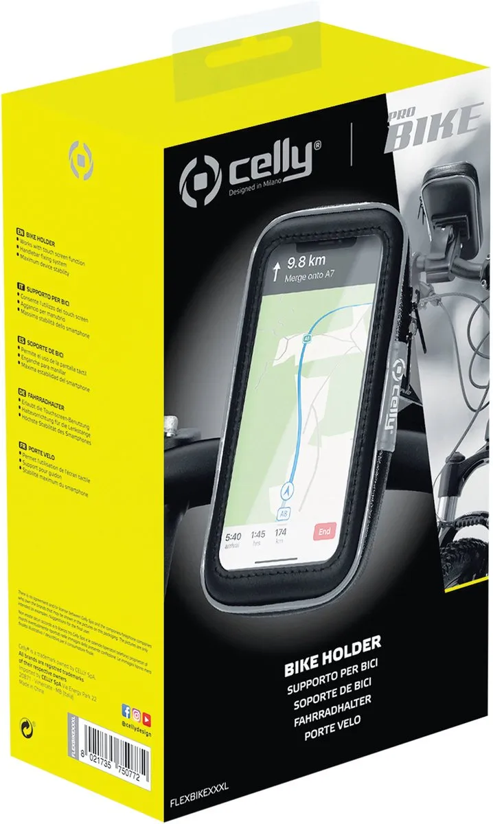 Celly Flexbike Telefoonhouder Fiets XXXL - Zwart