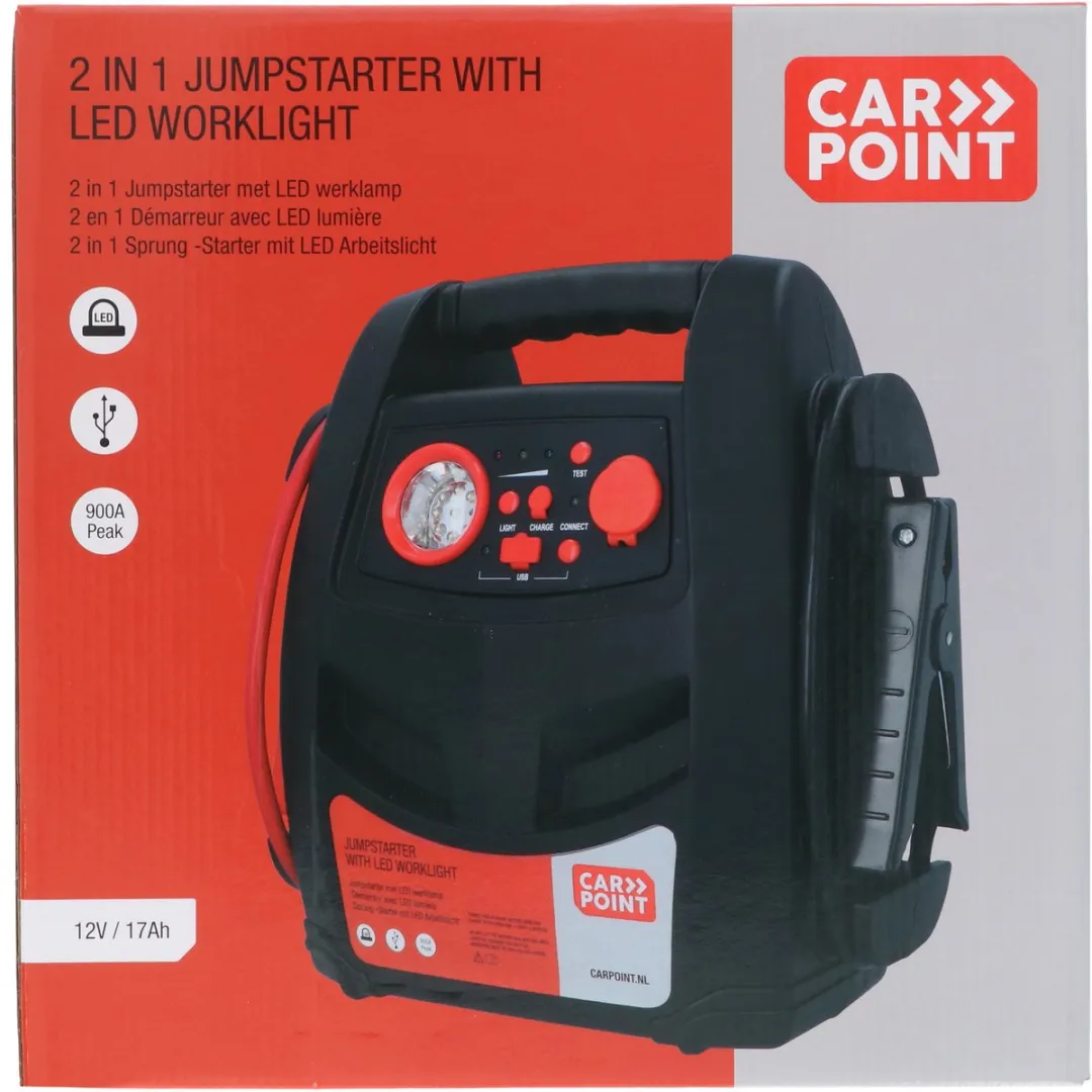 Carpoint Jumpstarter 17000mAh 400A/900A - 4800W - Rood/Zwart - afbeelding 6 van 6