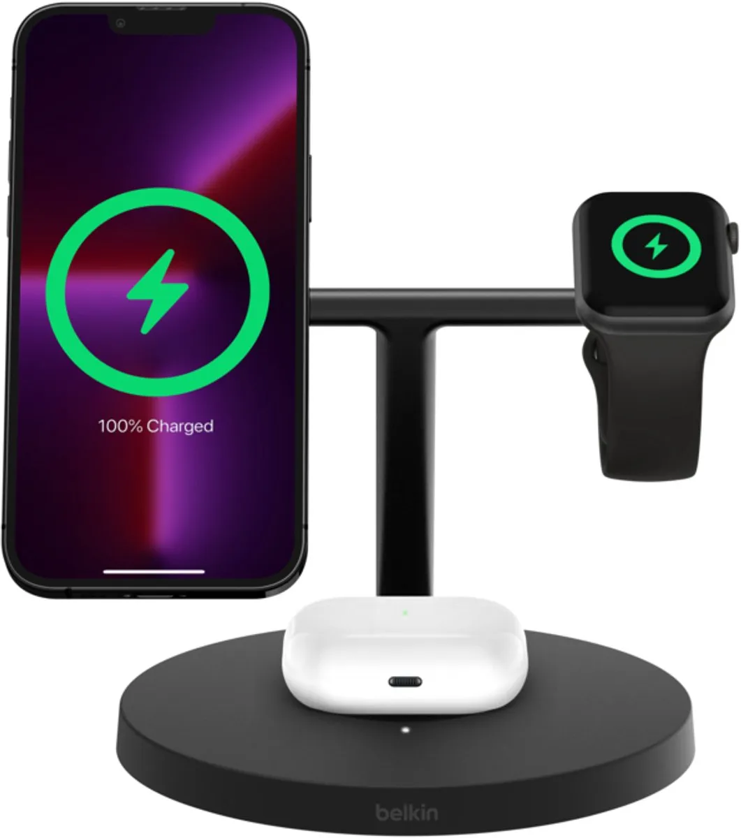 Belkin WIZ032kqBK 3-in-1 Qi2 Draadloze Oplader - 15W - Zwart
