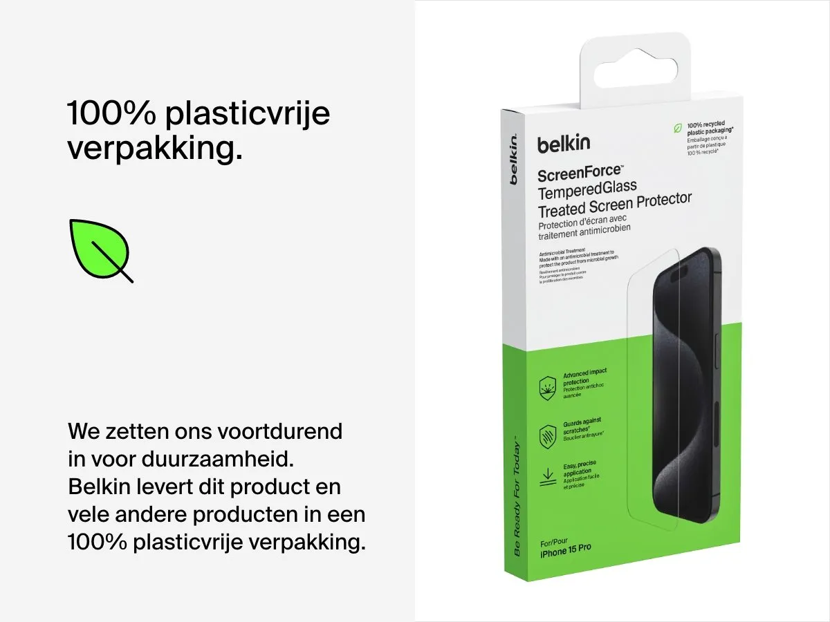 Belkin TemperedGlass Screenprotector iPhone 15 Pro