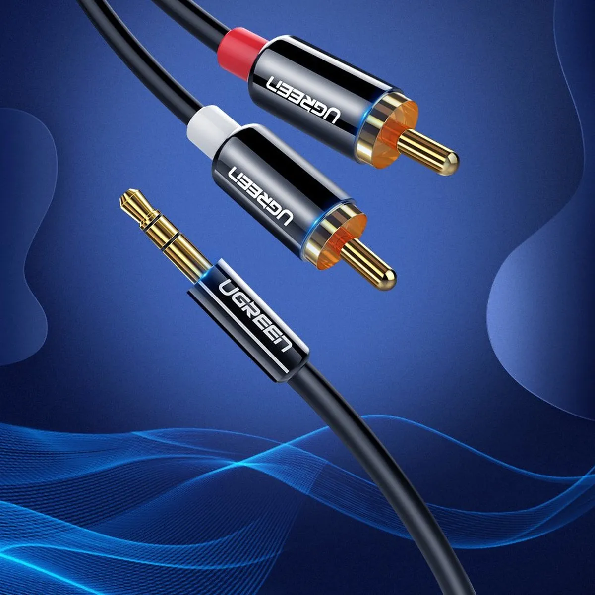 UGREEN Audiokabel 3,5mm Mini-Jack naar 2xRCA 3m - Zwart