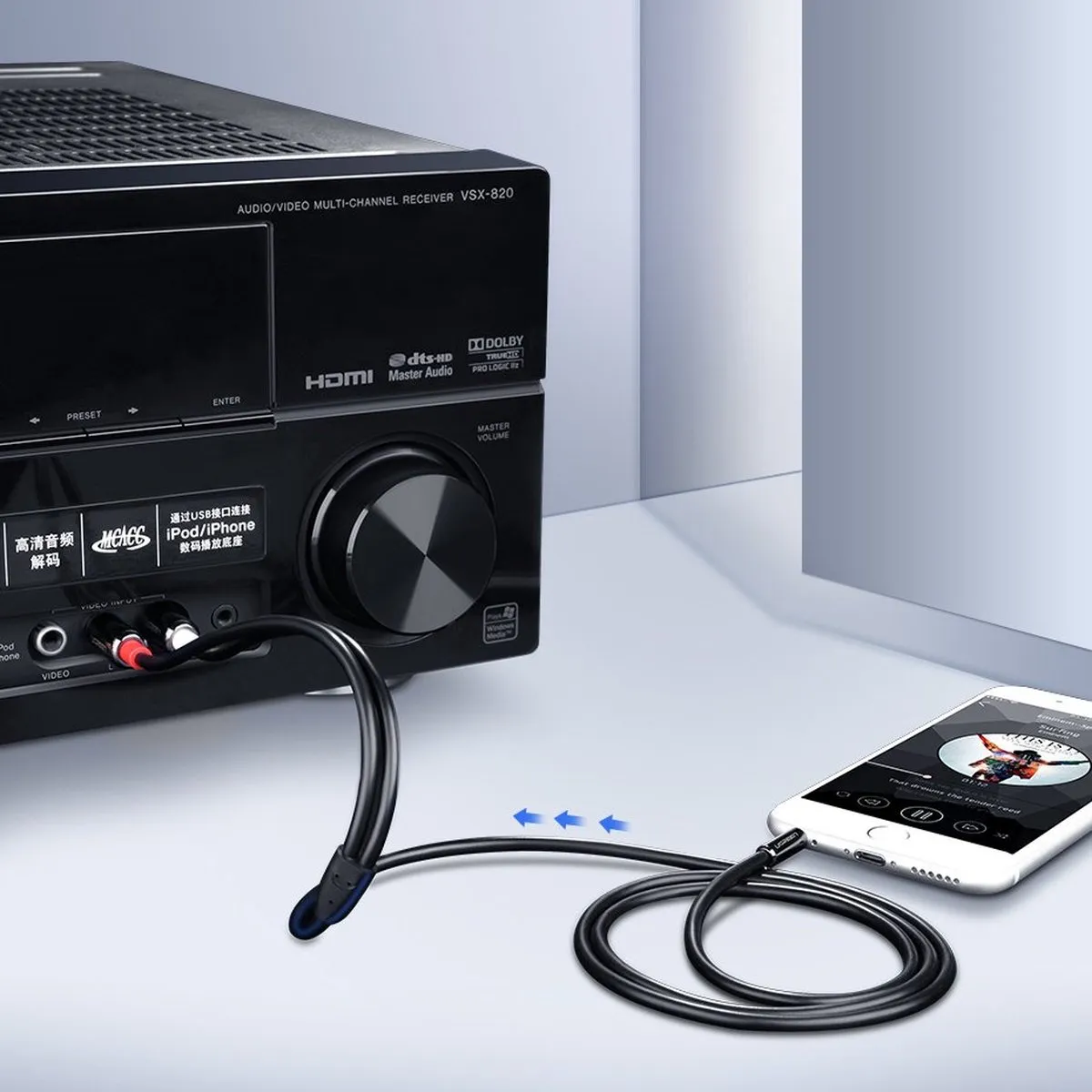 UGREEN Audiokabel 3,5mm Mini-Jack naar 2xRCA 3m - Zwart