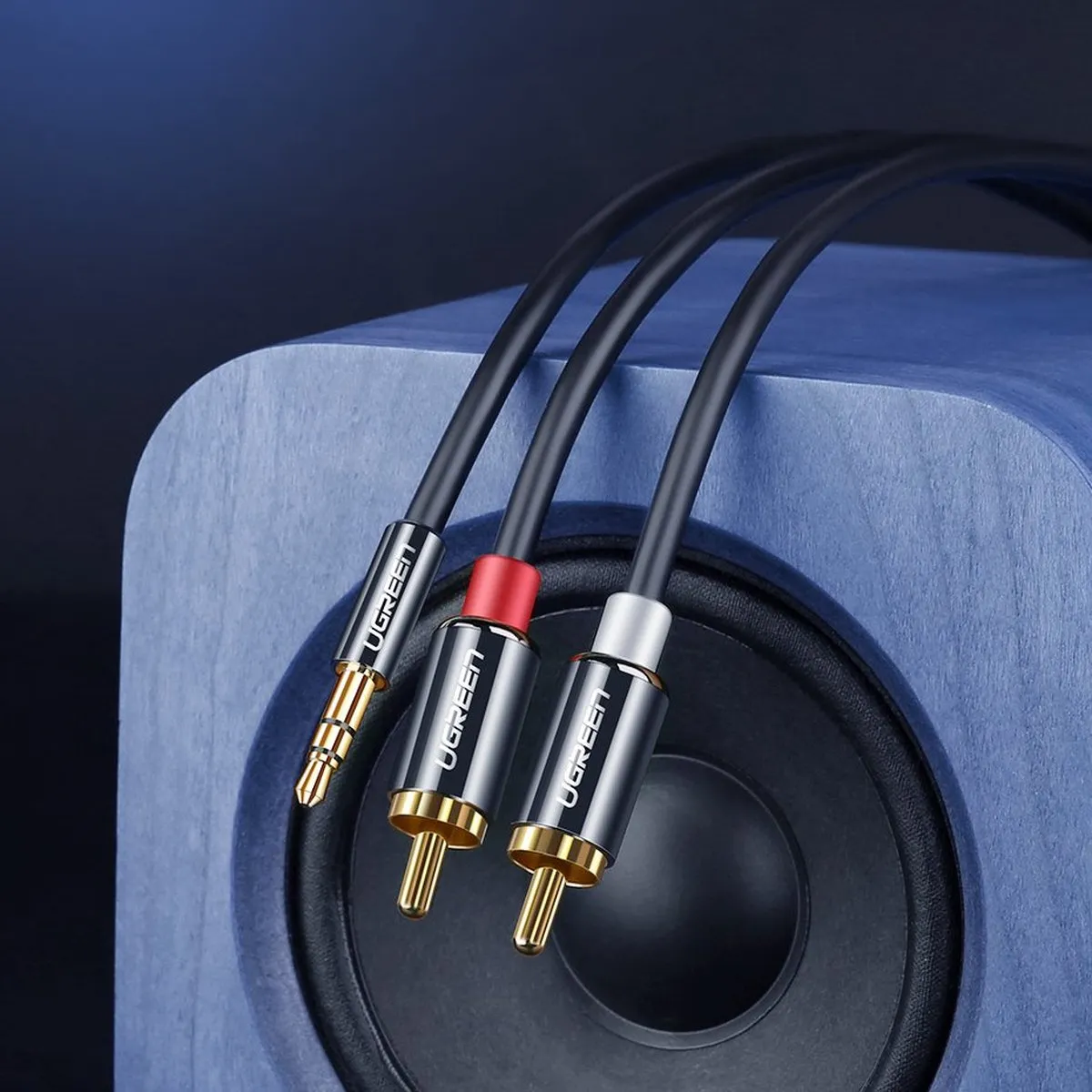 UGREEN Audiokabel 3,5mm Mini-Jack naar 2xRCA 3m - Zwart - afbeelding 6 van 6