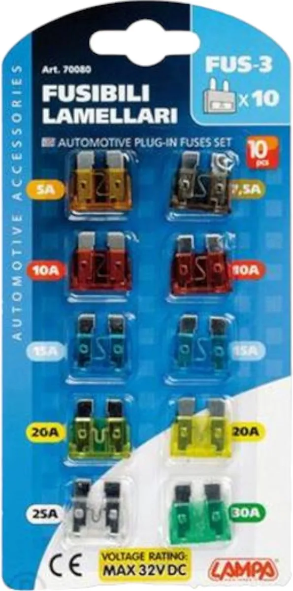 Lampa Zekeringen Motor 10 Stuks - 12/32V - 5A-30A