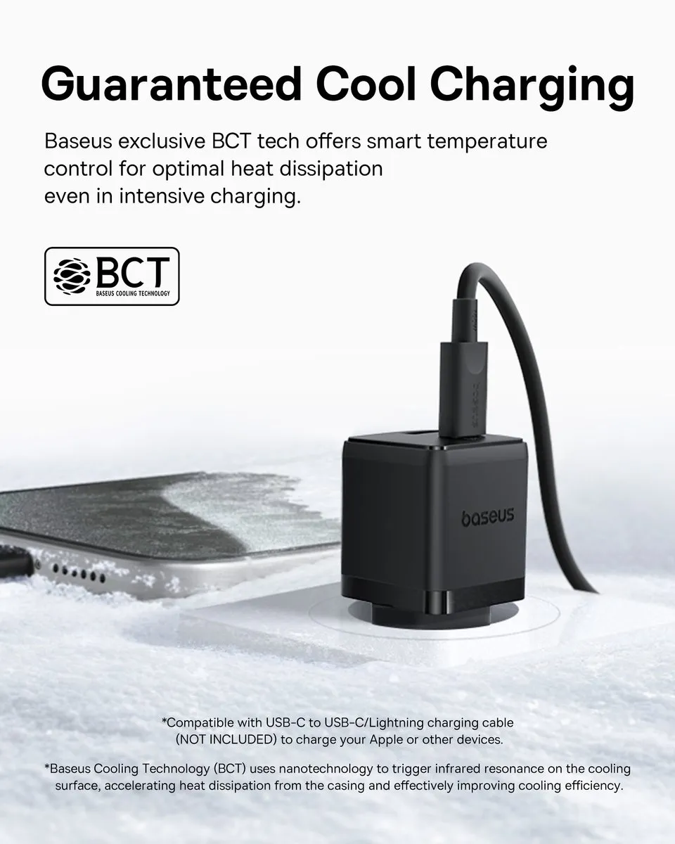 Baseus 30W USB-C Adapter 45W - 2 Poorten - Zwart