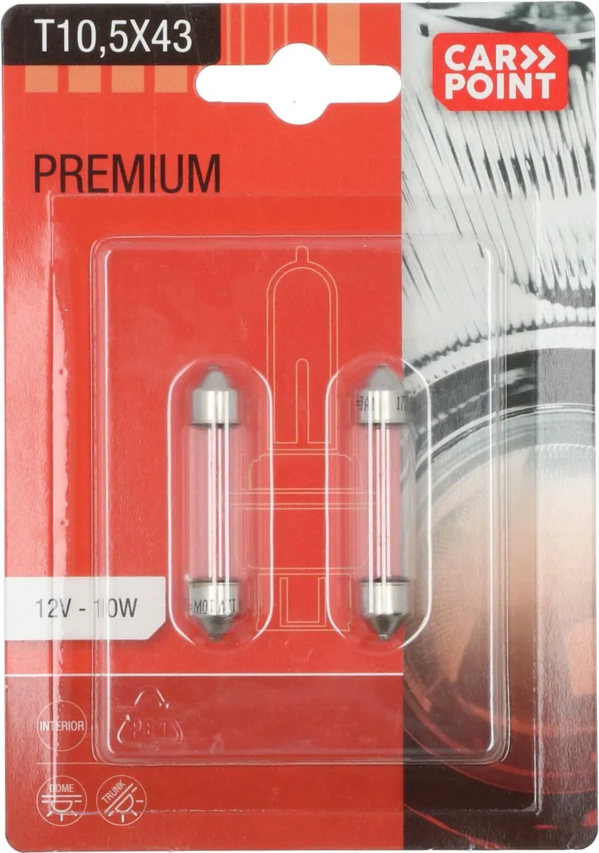 Carpoint T10 Autolampen 12V - Set van 2 - Helder Licht