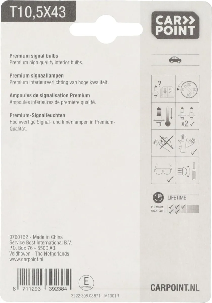 Carpoint T10 Autolampen 12V - Set van 2 - Helder Licht