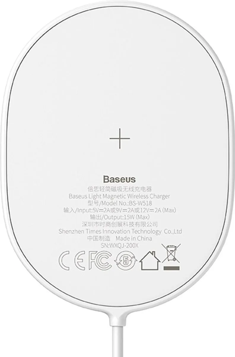 Baseus MagSafe Draadloze Oplader 15W - Wit