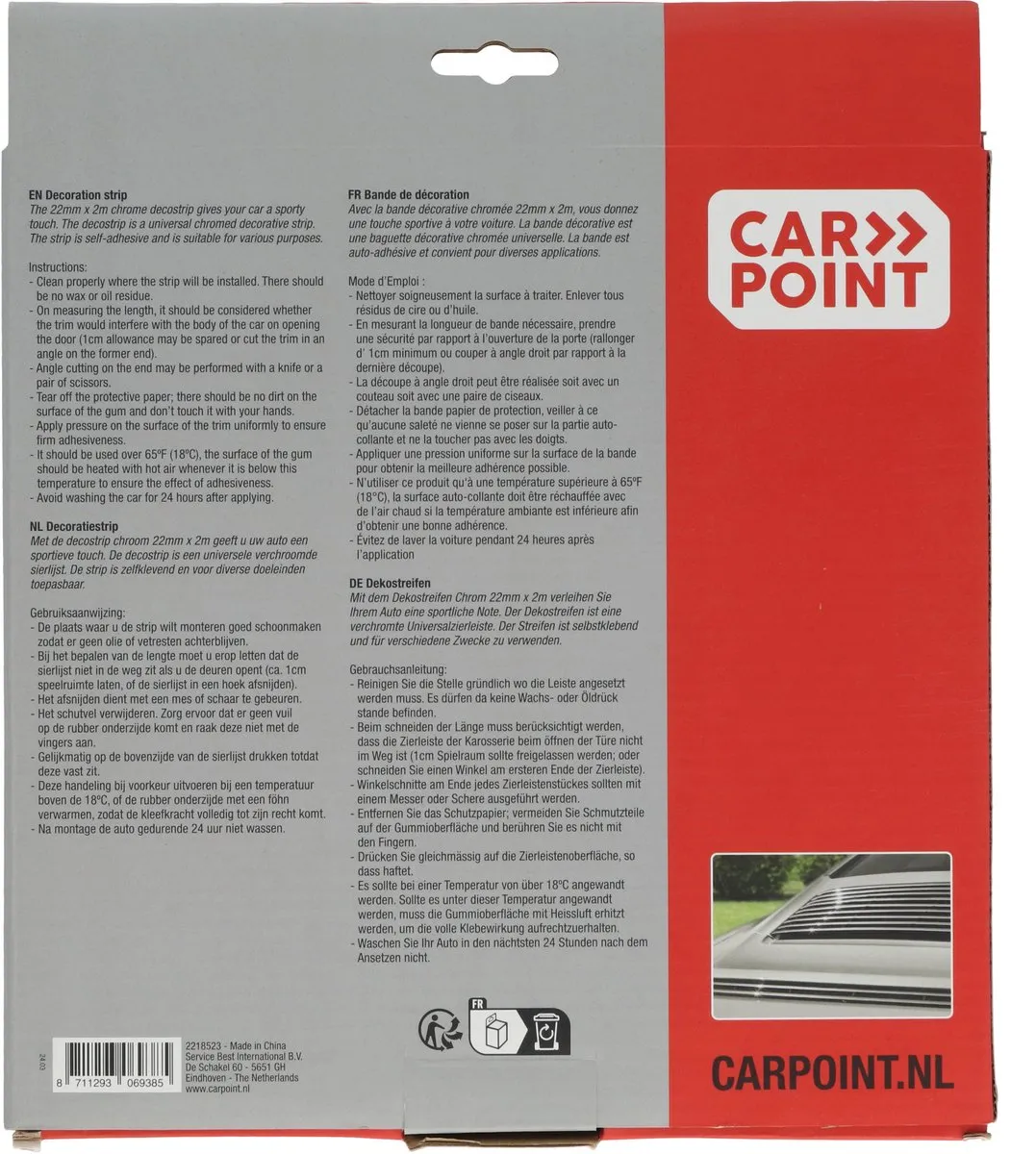 Carpoint Decoratiestrip Chroom 22mm - 2m