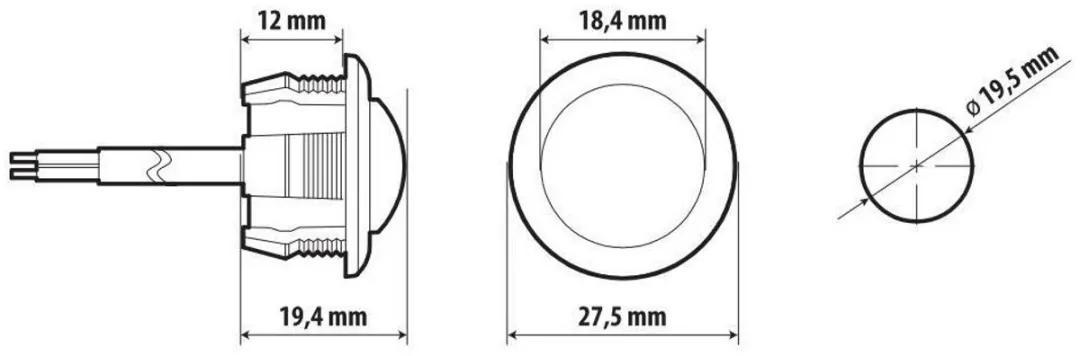 Lampa Inbouw LED Licht Ø18mm 12/24V - Rood