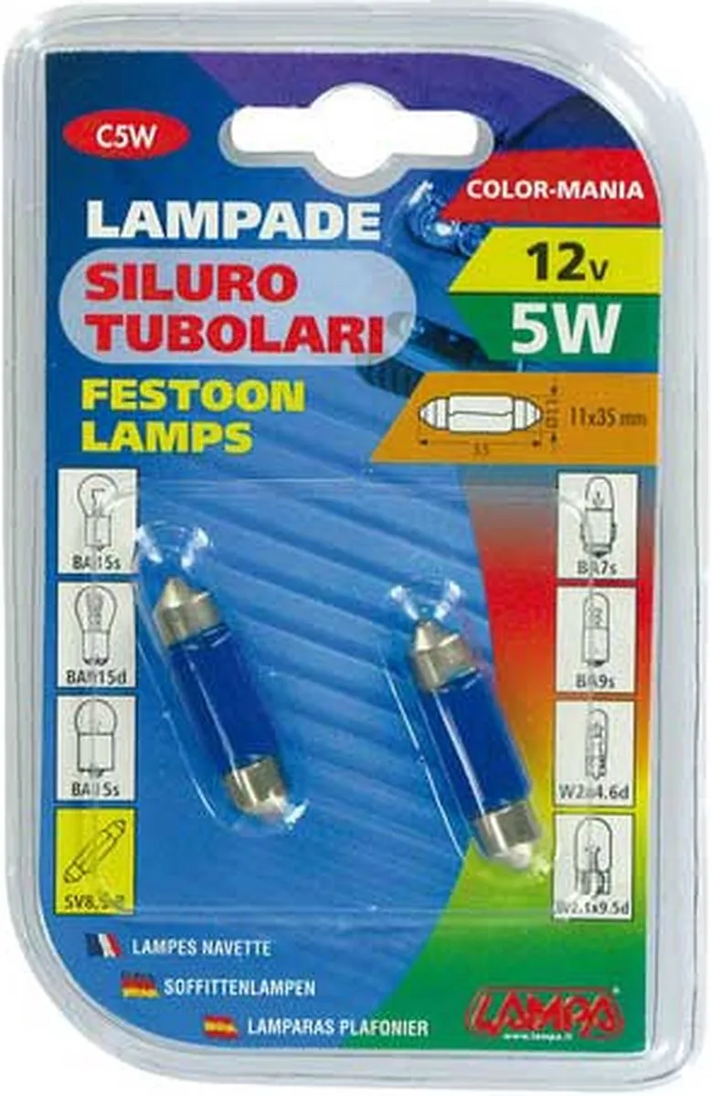 Lampa Buislamp C5W Blauw 5W - 2 Stuks - afbeelding 3 van 6