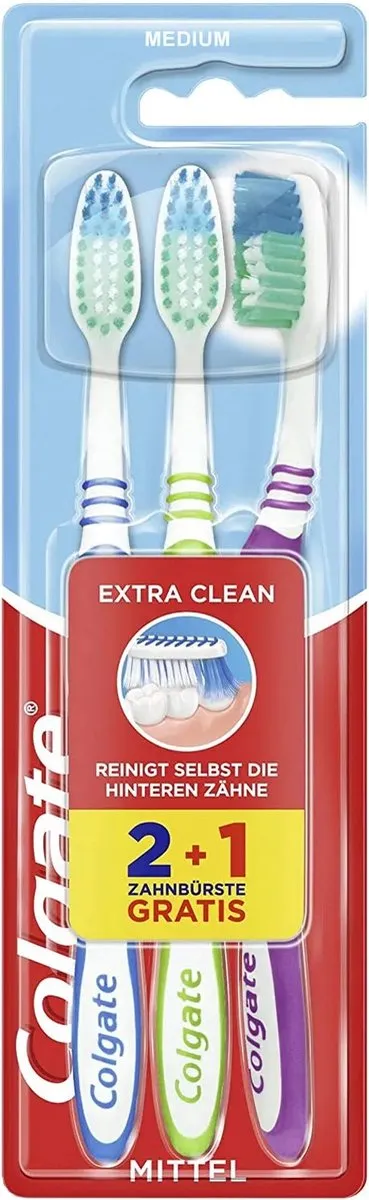 Colgate Extra Clean Medium Tandenborstels - 3 Stuks