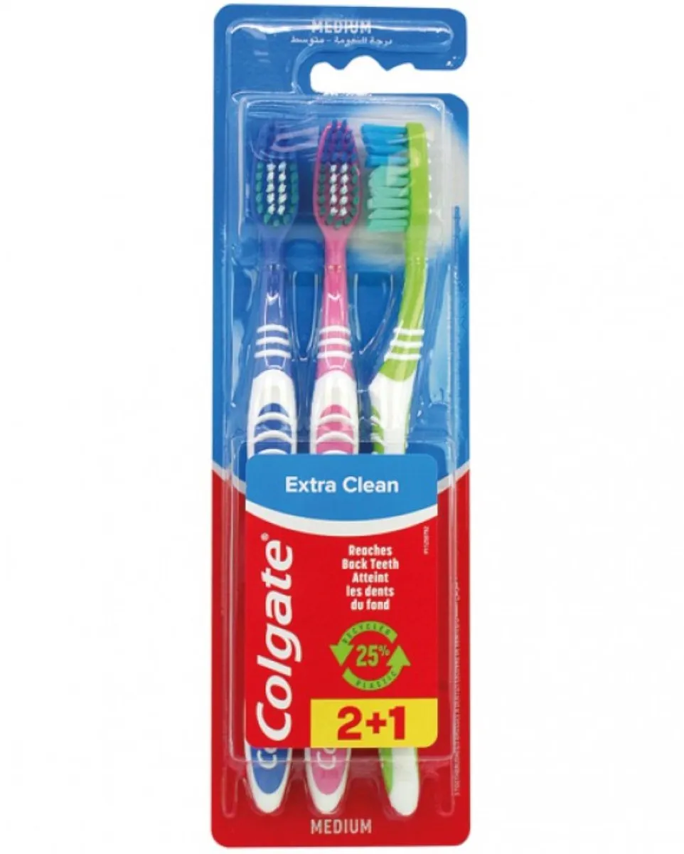 Colgate Extra Clean Medium Tandenborstels - 3 Stuks
