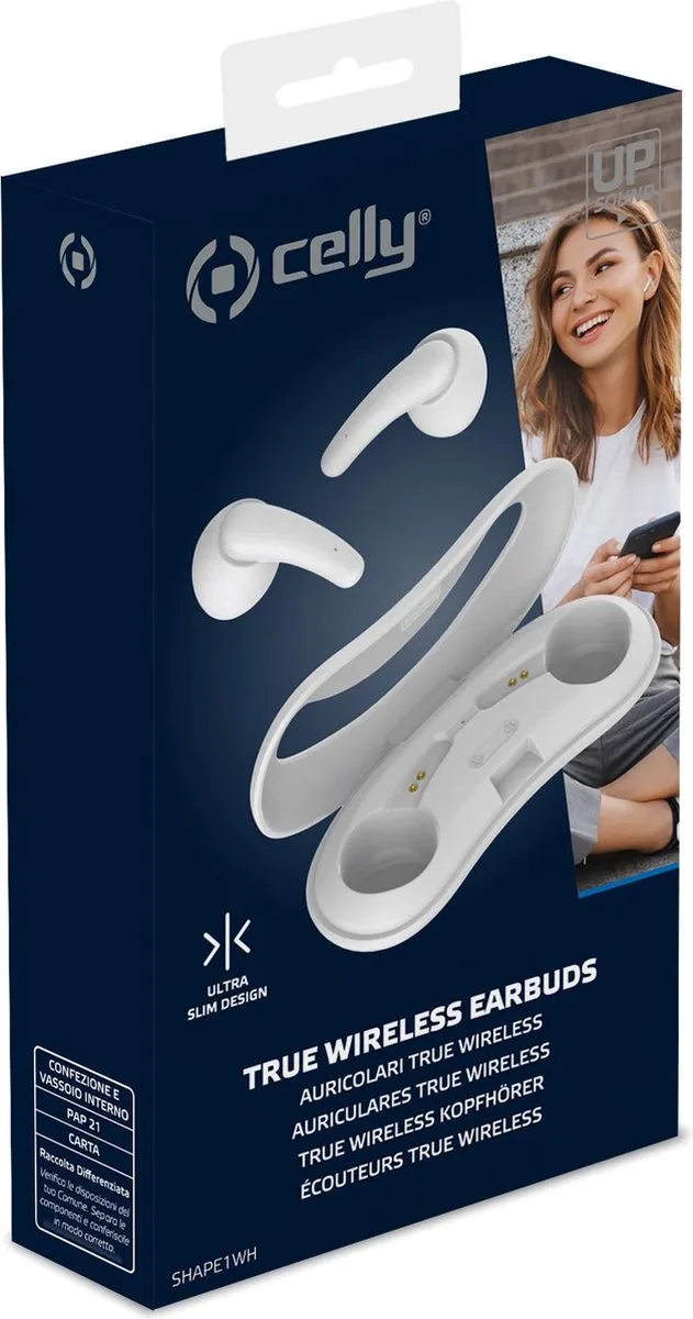Celly SHAPE1 TWS In-ear Headset - Bluetooth - Wit
