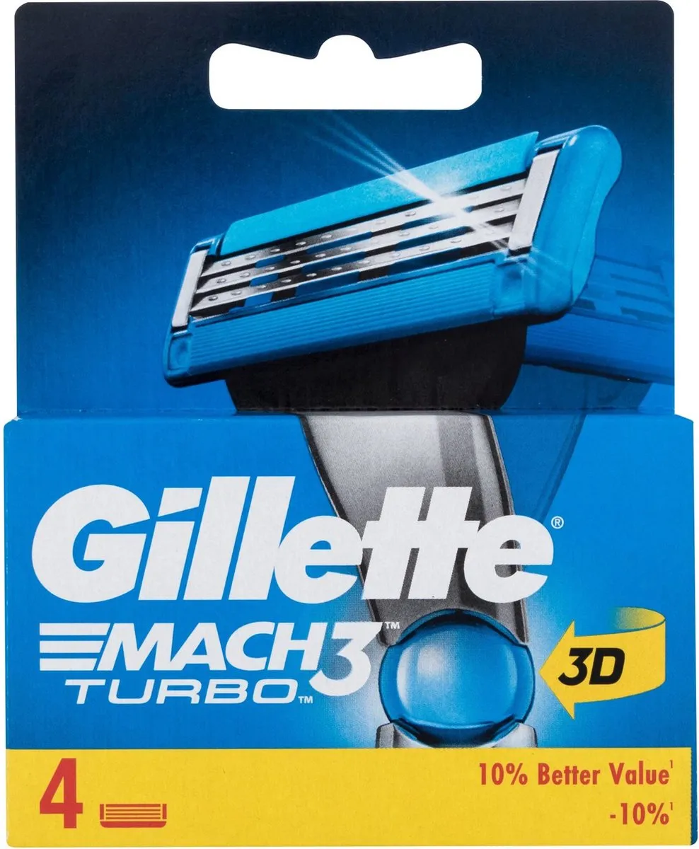Gillette Mach3 Turbo Vervanghoofd - 4 Stuks - afbeelding 3 van 3