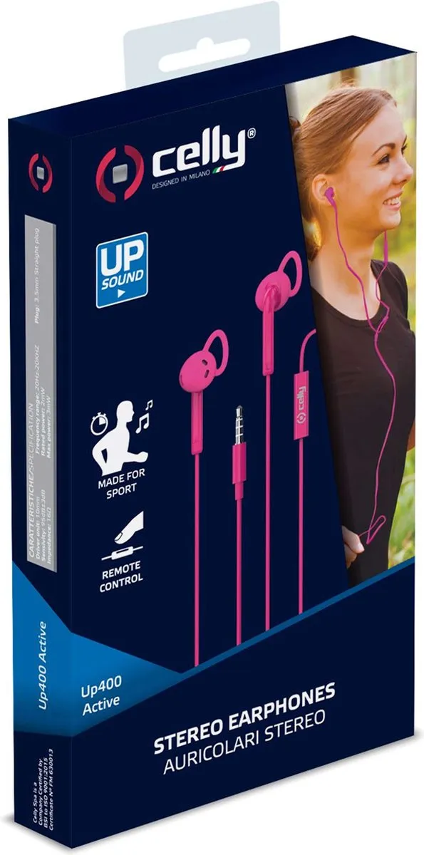 Celly UpSound 400 UP400 Stereo Oordopjes - Roze