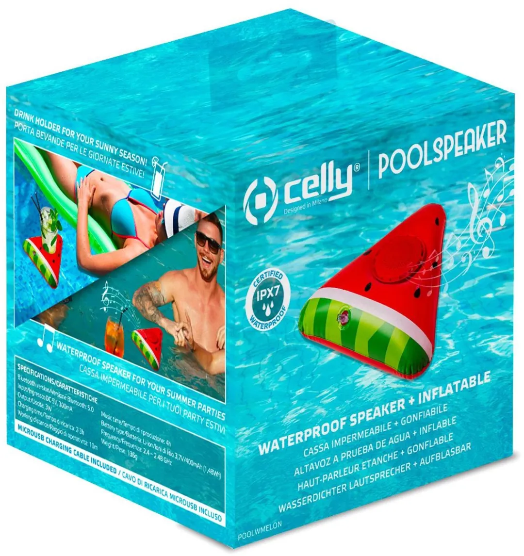 Celly PoolSpeaker Opblaasbare Watermeloen Speaker - 3W - Multicolor