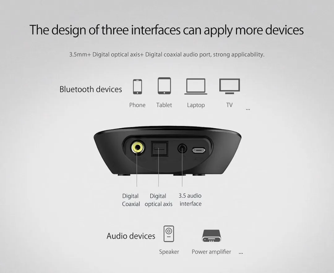ORICO ORI-BR01-BK Bluetooth Ontvanger/Transmitter - 3.5mm - Zwart - afbeelding 6 van 6