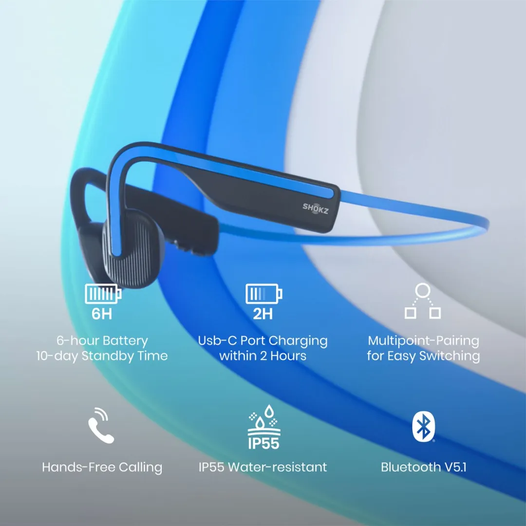 Shokz OpenMove S661BL Sporthoofdtelefoon - Blauw - afbeelding 6 van 6