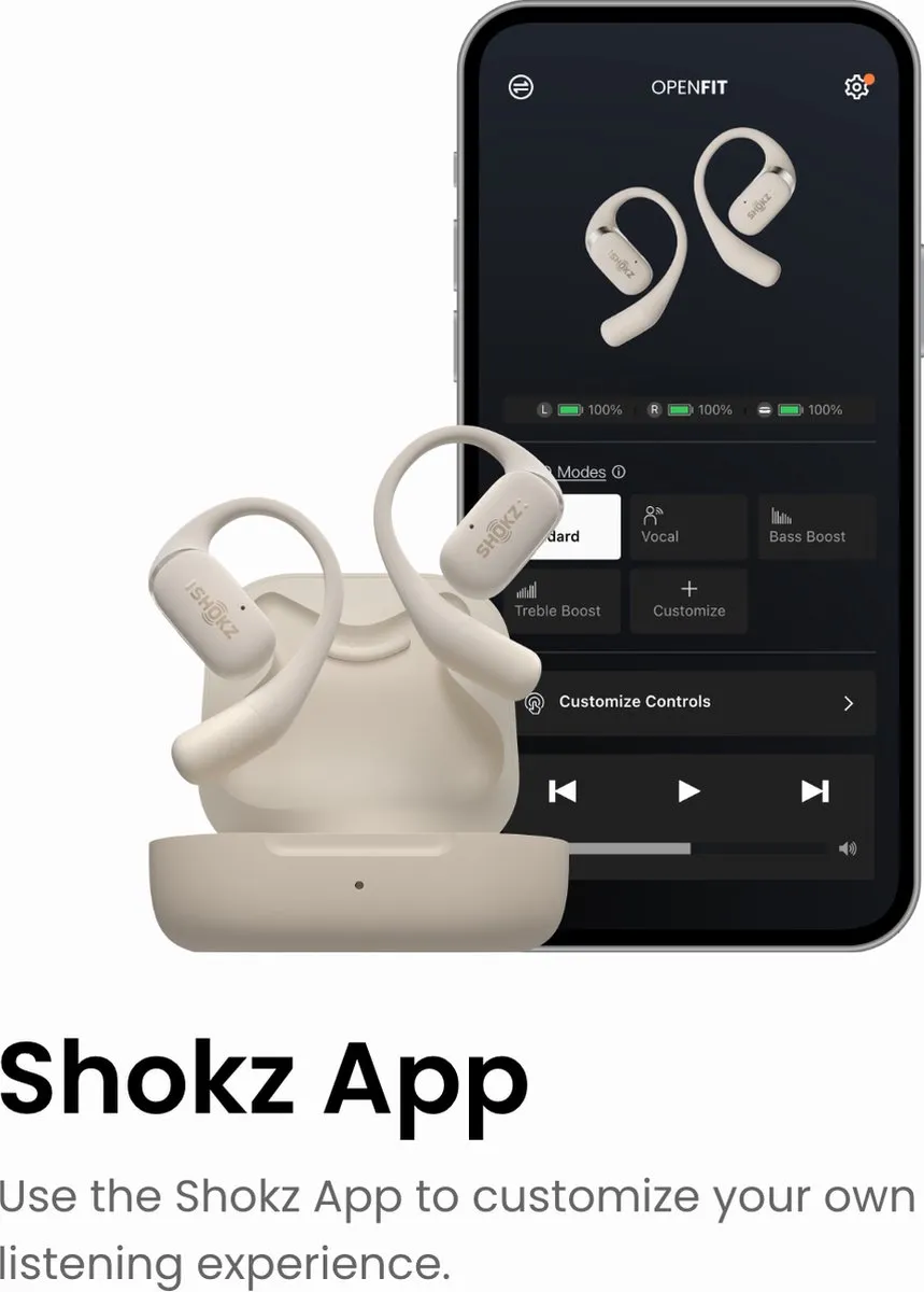 Shokz OpenFit Open-Ear Sporthoofdtelefoon 0810092675761 - Beige - afbeelding 6 van 6
