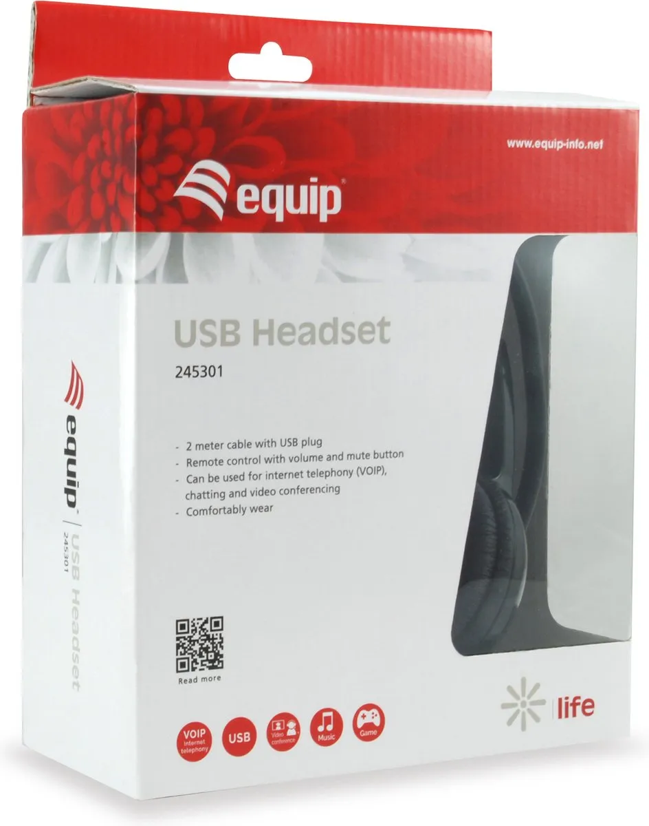 Equip 245301 USB Headset - Zwart