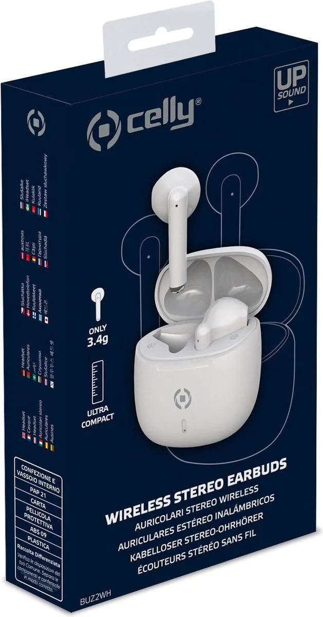 Celly BUZ2WH Bluetooth Oortjes - Wit