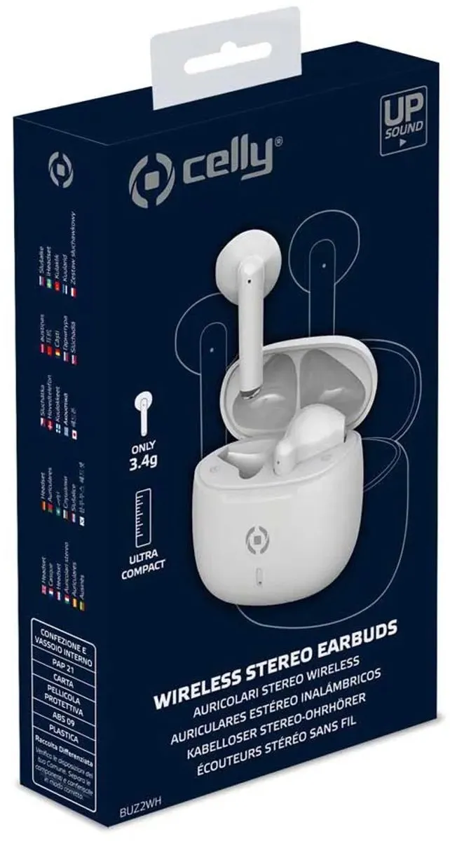 Celly BUZ2WH Bluetooth Oortjes - Wit