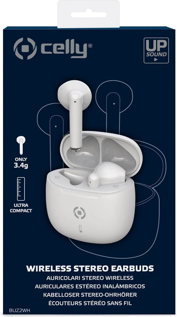 Celly BUZ2WH Bluetooth Oortjes - Wit