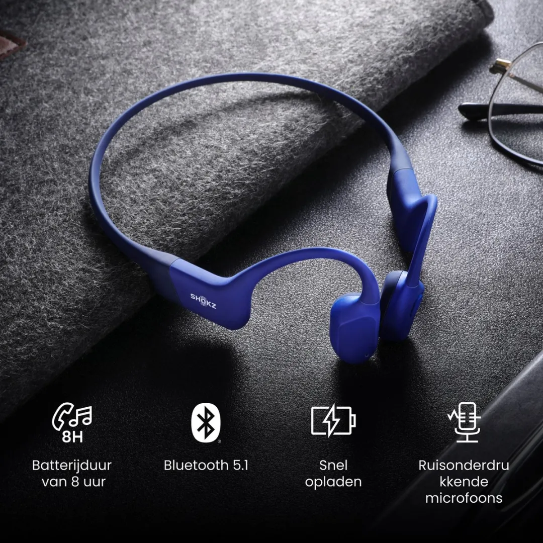 Shokz OpenRun USB-C Bone Conduction Hoofdtelefoon - Blauw
