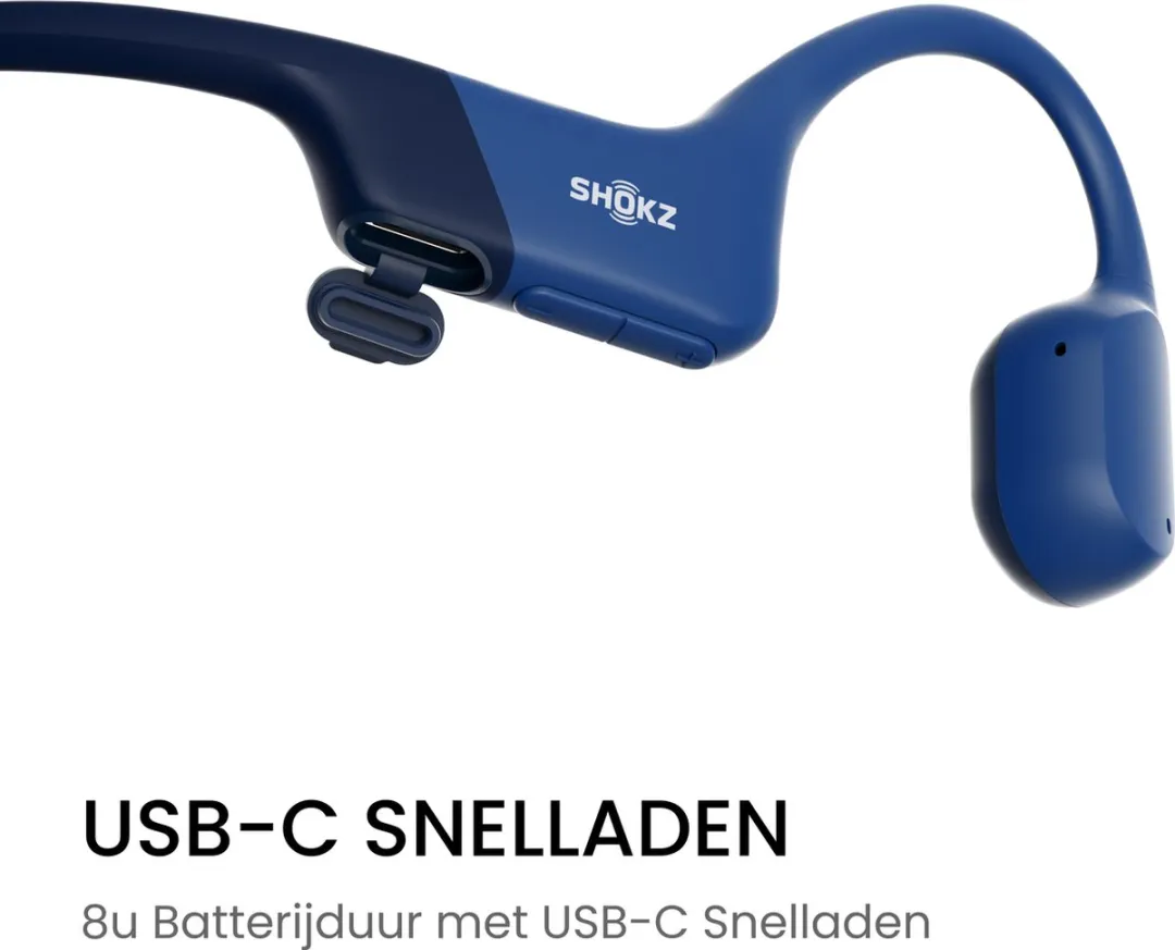 Shokz OpenRun USB-C Bone Conduction Hoofdtelefoon - Blauw