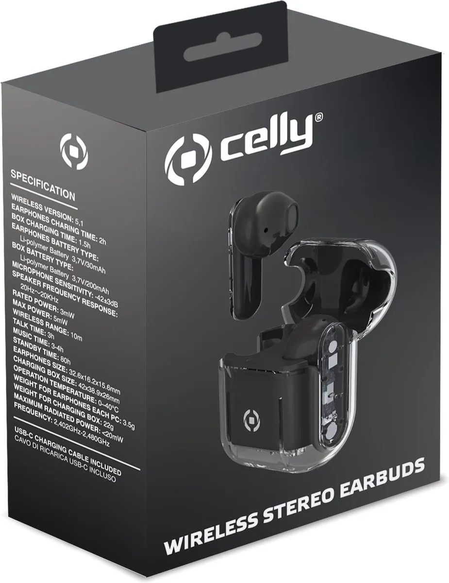 Celly SHEERBK Draadloze Hoofdtelefoon - Zwart