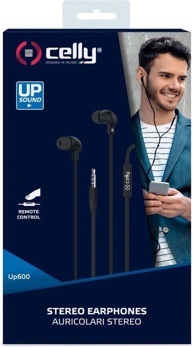 In-Ear Stereo Oordopjes UP600, Zwart - Kunststof - Celly