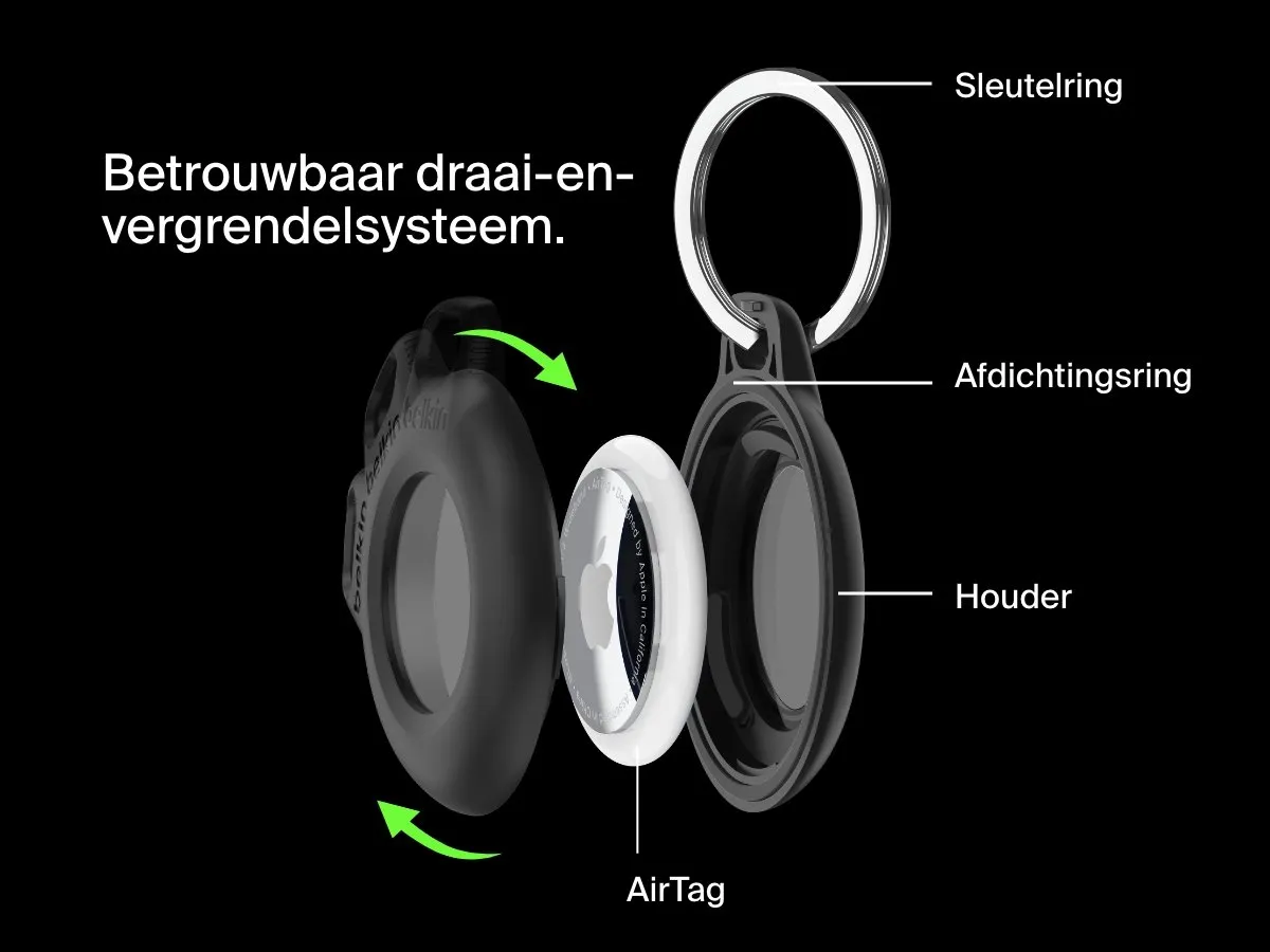Belkin Waterdichte AirTag-houder 4 Stuks - Zwart